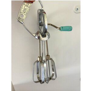Vintage hand crank stainless steel egg beater